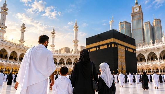 A family together at Masjid al-Haram